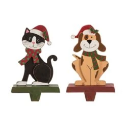 Glitzhome® 8" Wooden Metal Cat And Dog Stocking Holder Set -Michaels Shop D254137S 1 1
