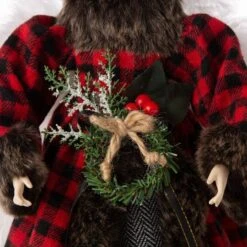 Glitzhome® 16" Red Plaid Faux Fur Angel Tree Topper -Michaels Shop D254165S 4
