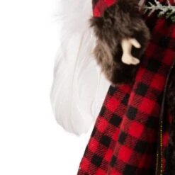 Glitzhome® 16" Red Plaid Faux Fur Angel Tree Topper -Michaels Shop D254165S 5