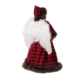 Glitzhome® 16" Red Plaid Faux Fur Angel Tree Topper -Michaels Shop D254165S 8