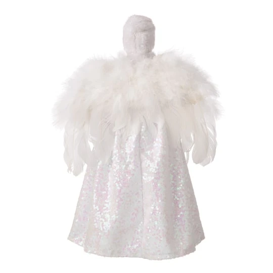 Glitzhome® 16" White Faux Fur Christmas Angel Tree Topper 10 Glitzhome® 16" White Faux Fur Christmas Angel Tree Topper - Image 8