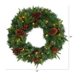 24" Clear LED Mixed Pine & Berries Christmas Wreath -Michaels Shop D255799S 2