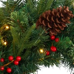 24" Clear LED Mixed Pine & Berries Christmas Wreath -Michaels Shop D255799S 3