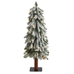 3ft. Pre-Lit Flocked Grand Alpine Artificial Christmas Tree, Clear LED Lights