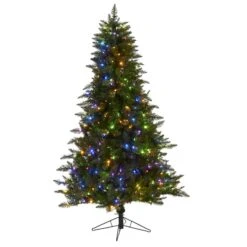 6.5ft. Pre-Lit Vermont Spruce Artificial Christmas Tree, Color Changing LED Lights