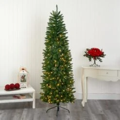 7ft. Pre-Lit Green Mountain Pine Artificial Christmas Tree, Clear LED Lights -Michaels Shop D255924S 6