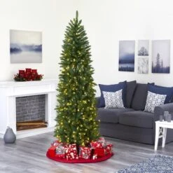 7ft. Pre-Lit Green Mountain Pine Artificial Christmas Tree, Clear LED Lights -Michaels Shop D255924S 7