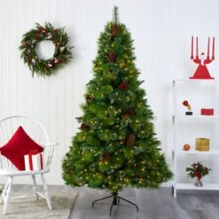7ft. Pre-Lit Montana Mixed Pine, Pinecones & Berries Artificial Christmas Tree With Clear LED Lights -Michaels Shop D255944S 5