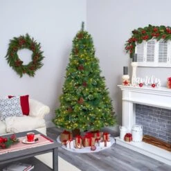 7ft. Pre-Lit Montana Mixed Pine, Pinecones & Berries Artificial Christmas Tree With Clear LED Lights -Michaels Shop D255944S 6