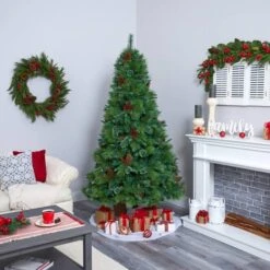 7ft. Pre-Lit Montana Mixed Pine, Pinecones & Berries Artificial Christmas Tree With Clear LED Lights -Michaels Shop D255944S 7