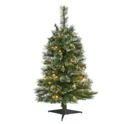 3ft. Pre-Lit Wisconsin Slim Snow Tip Pine Artificial Christmas Tree With Clear LED Lights