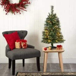 3ft. Pre-Lit Wisconsin Slim Snow Tip Pine Artificial Christmas Tree With Clear LED Lights -Michaels Shop D255950S 5