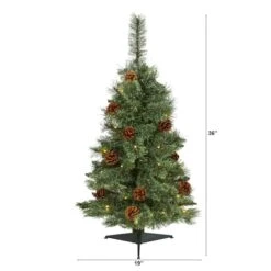 3ft. Pre-Lit White Mountain Pine & Pinecones Artificial Christmas Tree With Clear LED Lights -Michaels Shop D255958S 2