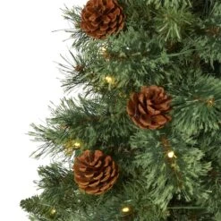 3ft. Pre-Lit White Mountain Pine & Pinecones Artificial Christmas Tree With Clear LED Lights -Michaels Shop D255958S 3