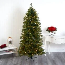 7ft. Pre-Lit Belgium Fir Artificial Christmas Tree, Clear LED Lights 16 7ft. Pre-Lit Belgium Fir Artificial Christmas Tree, Clear LED Lights -Michaels Shop D255964S 6