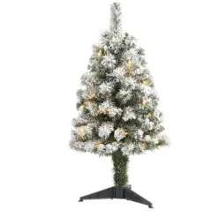 3ft. Pre-Lit Flocked West Virginia Fir Artificial Christmas Tree, Clear LED Lights