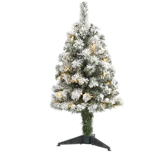3ft. Pre-Lit Flocked West Virginia Fir Artificial Christmas Tree, Clear LED Lights 3 3ft. Pre-Lit Flocked West Virginia Fir Artificial Christmas Tree, Clear LED Lights