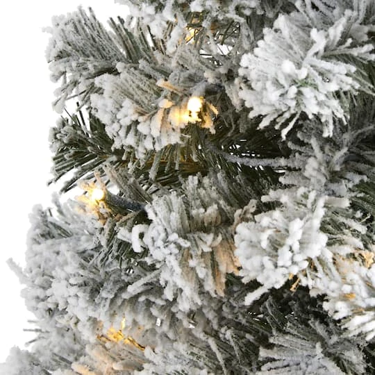 3ft. Pre-Lit Flocked West Virginia Fir Artificial Christmas Tree, Clear LED Lights 6 3ft. Pre-Lit Flocked West Virginia Fir Artificial Christmas Tree, Clear LED Lights - Image 4