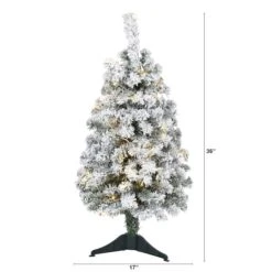 3ft. Pre-Lit Flocked Rock Springs Spruce Artificial Christmas Tree, Clear LED Lights -Michaels Shop D256025S 2