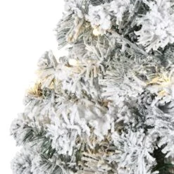 3ft. Pre-Lit Flocked Rock Springs Spruce Artificial Christmas Tree, Clear LED Lights -Michaels Shop D256025S 3