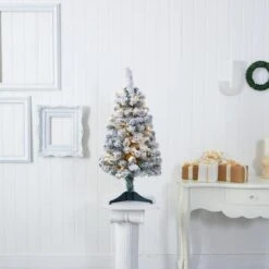 3ft. Pre-Lit Flocked Rock Springs Spruce Artificial Christmas Tree, Clear LED Lights -Michaels Shop D256025S 5