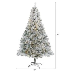 7ft. Pre-Lit Flocked Rock Springs Spruce Artificial Christmas Tree With Clear LED Lights -Michaels Shop D256031S 2