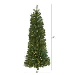 4ft. Pre-Lit Hanging Artificial Flat Back Christmas Tree, Clear LED Lights -Michaels Shop D256041S 2