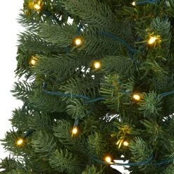 4ft. Pre-Lit Hanging Artificial Flat Back Christmas Tree, Clear LED Lights -Michaels Shop D256041S 3