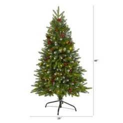 4ft. Pre-Lit Snow Tipped Portland Spruce Artificial Christmas Tree With Frosted Berries And Pinecones, Clear LED Lights -Michaels Shop D256058S 2
