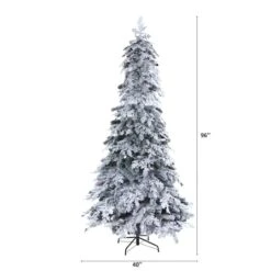 8ft. Pre-Lit Flocked Montana Down Swept Spruce & Pinecones Artificial Christmas Tree With Clear LED Lights -Michaels Shop D256065S 2