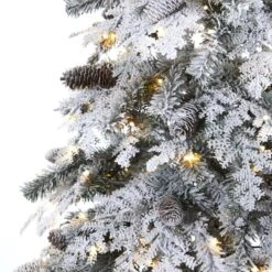 8ft. Pre-Lit Flocked Montana Down Swept Spruce & Pinecones Artificial Christmas Tree With Clear LED Lights -Michaels Shop D256065S 4