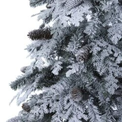8ft. Pre-Lit Flocked Montana Down Swept Spruce & Pinecones Artificial Christmas Tree With Clear LED Lights -Michaels Shop D256065S 5