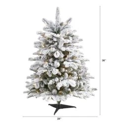 3ft. Pre-Lit Flocked North Carolina Fir Artificial Christmas Tree With Warm White Lights -Michaels Shop D256100S 2