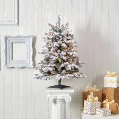 3ft. Pre-Lit Flocked North Carolina Fir Artificial Christmas Tree With Warm White Lights -Michaels Shop D256100S 5