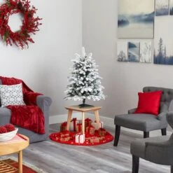 3ft. Pre-Lit Flocked North Carolina Fir Artificial Christmas Tree With Warm White Lights -Michaels Shop D256100S 7