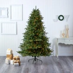 7ft. Pre-Lit South Carolina Spruce Artificial Christmas Tree, White Warm LED Lights -Michaels Shop D256107S 5