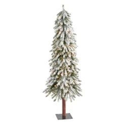 5ft. Pre-Lit Flocked Grand Alpine Artificial Christmas Tree, Clear LED Lights