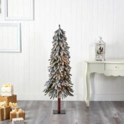 5ft. Pre-Lit Flocked Grand Alpine Artificial Christmas Tree, Clear LED Lights -Michaels Shop D256145S 5