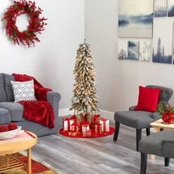 5ft. Pre-Lit Flocked Grand Alpine Artificial Christmas Tree, Clear LED Lights -Michaels Shop D256145S 6