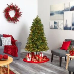 5.5ft. Pre-Lit Washington Fir Artificial Christmas Tree, Clear LED Lights -Michaels Shop D256149S 6