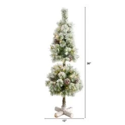 3ft. Pre-Lit Flocked Artificial Christmas Tree Topiary, Warm White LED Lights -Michaels Shop D256171S 2