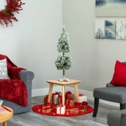 3ft. Pre-Lit Flocked Artificial Christmas Tree Topiary, Warm White LED Lights -Michaels Shop D256171S 6