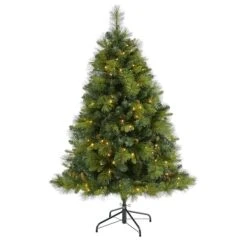 5ft. Pre-Lit North Carolina Mixed Pine Artificial Christmas Tree, Warm White LED Lights