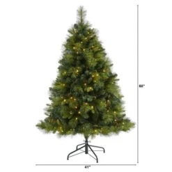 5ft. Pre-Lit North Carolina Mixed Pine Artificial Christmas Tree, Warm White LED Lights -Michaels Shop D256176S 2