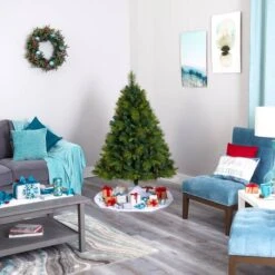 5ft. Pre-Lit North Carolina Mixed Pine Artificial Christmas Tree, Warm White LED Lights -Michaels Shop D256176S 7
