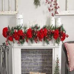 6ft. Red & Green Hydrangea Garland -Michaels Shop D262197S 13