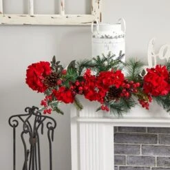 6ft. Red & Green Hydrangea Garland -Michaels Shop D262197S 14