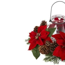 9" Red Poinsettia & Pinecone Candelabrum -Michaels Shop D292858S 3