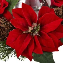 9" Red Poinsettia & Pinecone Candelabrum -Michaels Shop D292858S 4