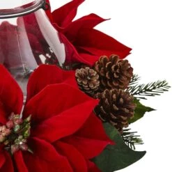 9" Red Poinsettia & Pinecone Candelabrum -Michaels Shop D292858S 5